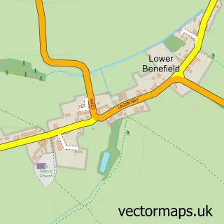 Street map sample of Lower Benefield, Northamptonshire