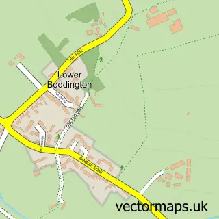 Street map sample of Lower Boddington, Northamptonshire