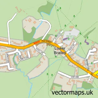Street map sample of Lower Brailes, Warwickshire