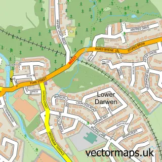 Street map sample of Lower Darwen, Lancashire