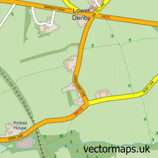 Street map sample of Lower Denby, West Yorkshire