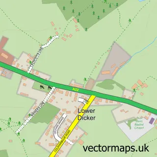 Street map sample of Lower Dicker, East Sussex