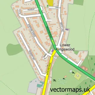 Street map sample of Lower Kingswood, Surrey