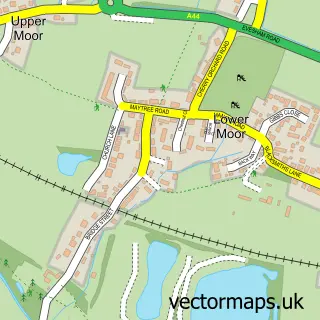 Street map sample of Lower Moor, Worcestershire