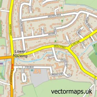 Street map sample of Lower Nazeing, Essex
