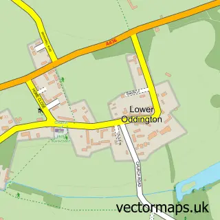Street map sample of Lower Oddington, Gloucestershire
