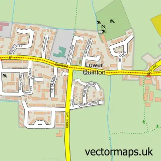 Street map sample of Lower Quinton, Warwickshire