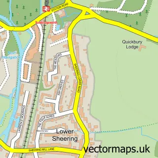 Street map sample of Lower Sheering, Essex