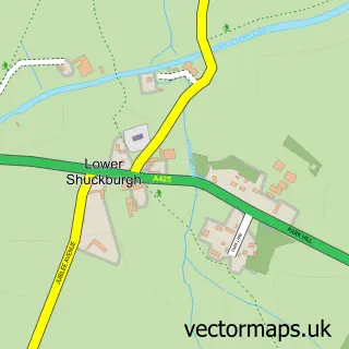 Street map sample of Lower Shuckburgh, Warwickshire