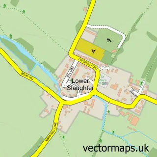 Street map sample of Lower Slaughter, Gloucestershire