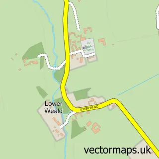 Street map sample of Lower Weald, Buckinghamshire