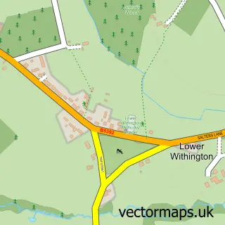 Street map sample of Lower Withington, Cheshire