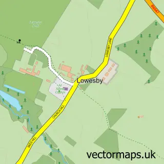Street map sample of Lowesby, Leicestershire