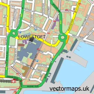 Street map sample of Lowestoft, Suffolk