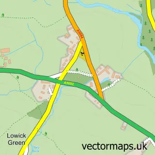 Street map sample of Lowick Green, Cumbria