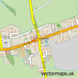 Street map sample of Lowick, Northumberland