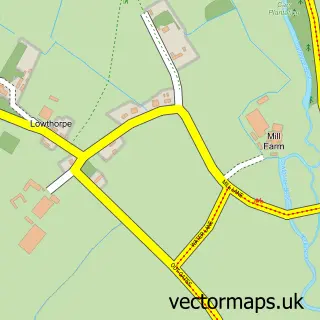 Street map sample of Lowthorpe, East Riding of Yorkshire