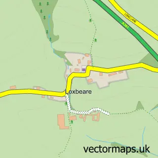 Street map sample of Loxbeare, Devon