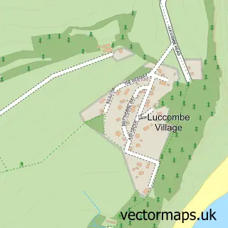 Street map sample of Luccombe, Isle of Wight
