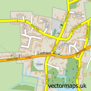 Street map sample of Ludham, Norfolk