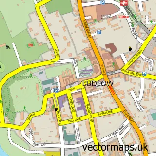 Street map sample of Ludlow, Shropshire