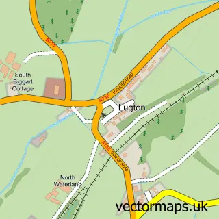 Street map sample of Lugton, Ayrshire and Arran