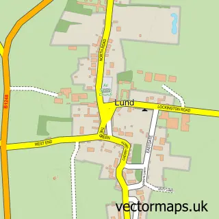 Street map sample of Lund, East Riding of Yorkshire