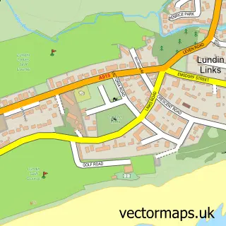 Street map sample of Lundin Links, Fife