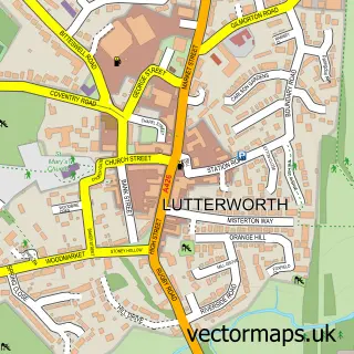 Street map sample of Lutterworth, Leicestershire