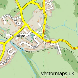 Street map sample of Luxulyan, Cornwall