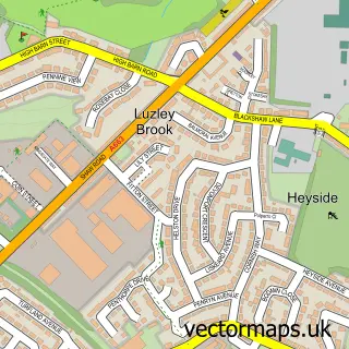 Street map sample of Luzley Brook, Greater Manchester