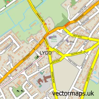 Street map sample of Lydd, Kent