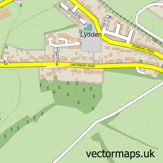 Street map sample of Lydden, Kent