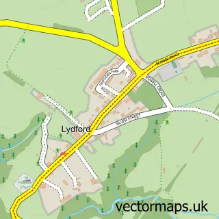 Street map sample of Lydford, Devon