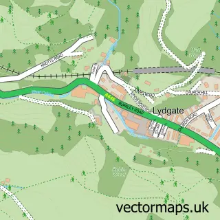 Street map sample of Lydgate, West Yorkshire
