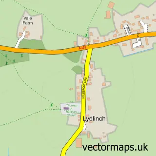 Street map sample of Lydlinch, Dorset