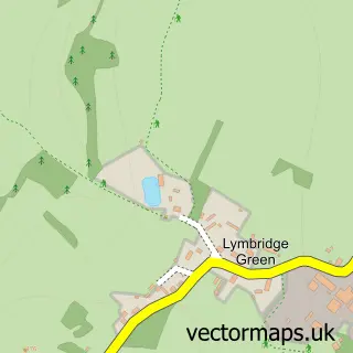 Street map sample of Lymbridge Green, Kent