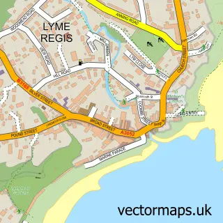 Street map sample of Lyme Regis, Dorset
