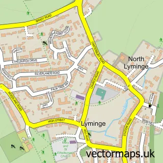 Street map sample of Lyminge, Kent