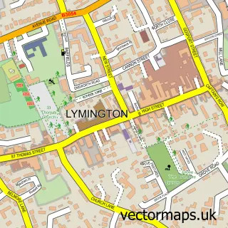 Street map sample of Lymington, Hampshire