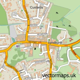Street map sample of Lyndhurst, Hampshire