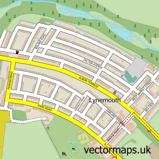 Street map sample of Lynemouth, Northumberland