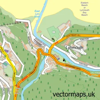 Street map sample of Lynmouth, Devon