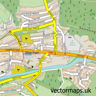 Street map sample of Machen, Gwent