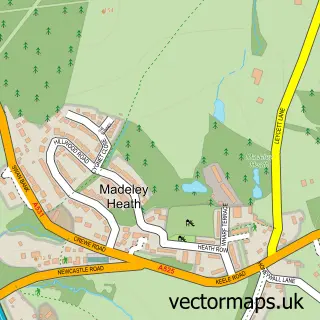 Street map sample of Madeley Heath, Staffordshire