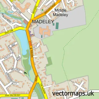 Street map sample of Madeley, Staffordshire