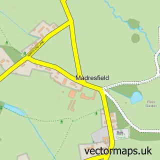 Street map sample of Madresfield, Worcestershire