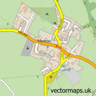 Street map sample of Madron, Cornwall