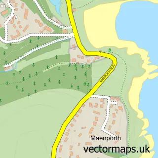 Street map sample of Maenporth, Cornwall