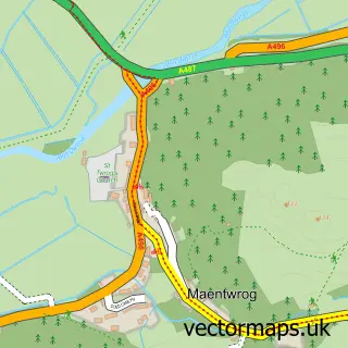 Street map sample of Maentwrog, Gwynedd
